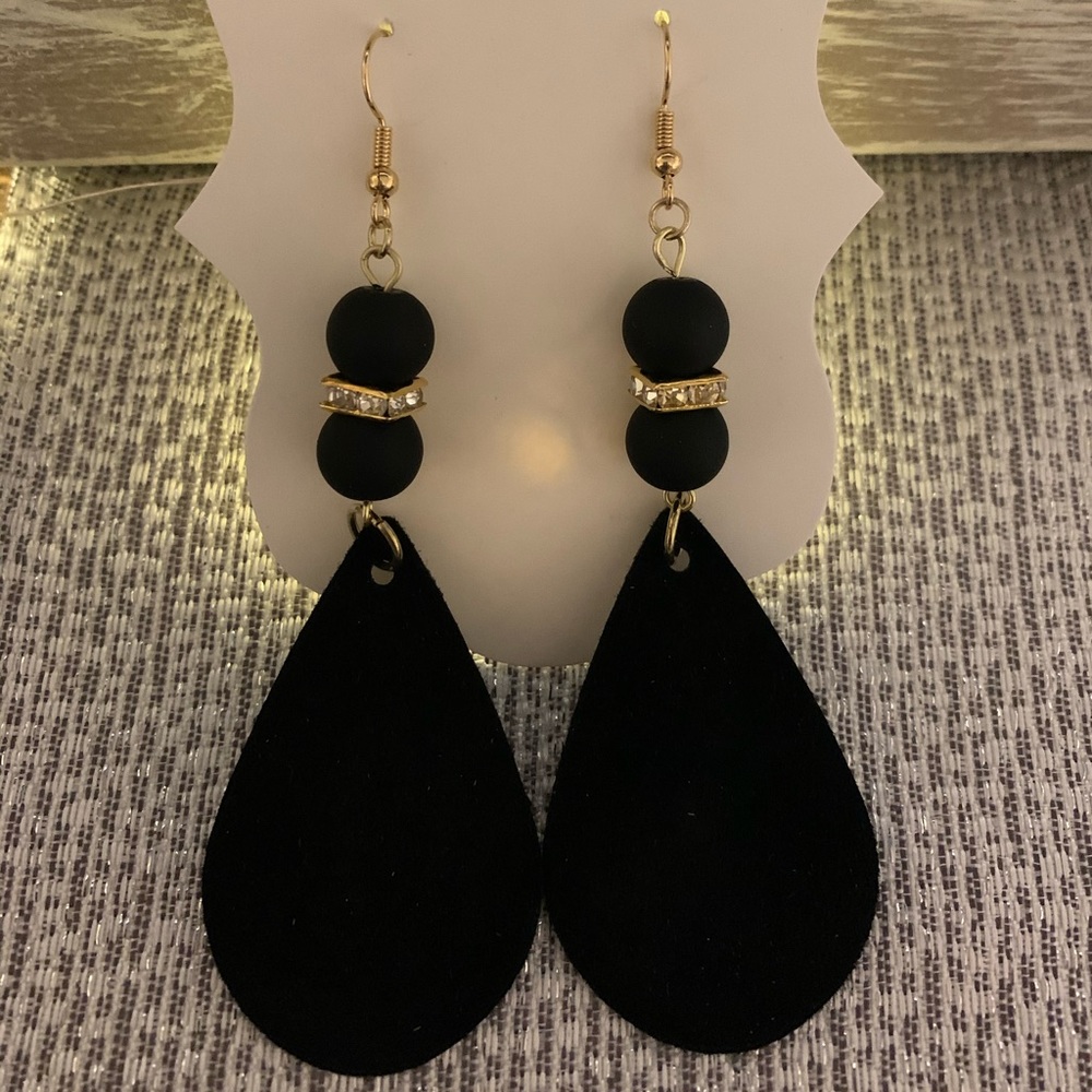 Leather rear drop earrings